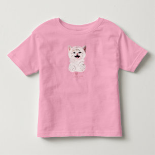 かわいいピンクの子猫 "I Love You" 女の子のTシャツ トドラーTシャツ