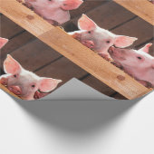 かわいいピンクの子豚の動物写真パターン ラッピングペーパー (角)