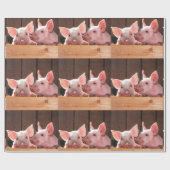 かわいいピンクの子豚の動物写真パターン ラッピングペーパー (フラット)