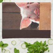 かわいいピンクの子豚の動物写真 キッチンタオル (折り畳み)