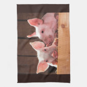 かわいいピンクの子豚の動物写真 キッチンタオル (縦)