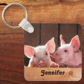 かわいいピンクの子豚の動物写真 キーホルダー (正面)