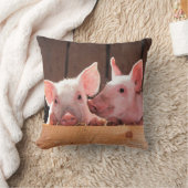 かわいいピンクの子豚の動物写真 クッション (ブランケット)