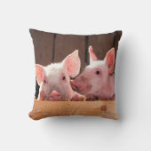 かわいいピンクの子豚の動物写真 クッション (正面)