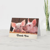 かわいいピンクの子豚の動物写真 サンキューカード (正面)