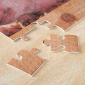 かわいいピンクの子豚の動物写真 ジグソーパズル (側面)