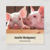 かわいいピンクの子豚の動物写真 スクエア名刺 (正面)