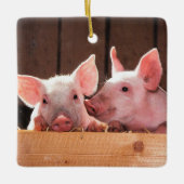 かわいいピンクの子豚の動物写真 セラミックオーナメント (正面)