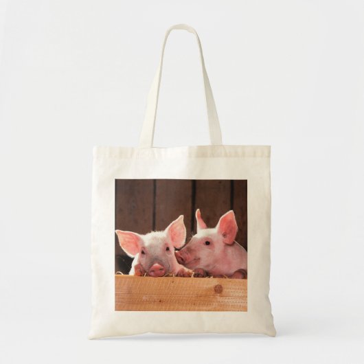 かわいいピンクの子豚の動物写真 トートバッグ (正面)