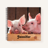 かわいいピンクの子豚の動物写真 ノートブック (正面)