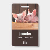 かわいいピンクの子豚の動物写真 バッジ (裏面)