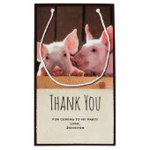 かわいいピンクの子豚の動物写真 – パーティーありがとう スモールペーパーバッグ (裏面)