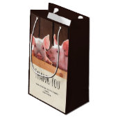 かわいいピンクの子豚の動物写真 – パーティーありがとう スモールペーパーバッグ (裏面アングル)