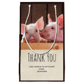かわいいピンクの子豚の動物写真 – パーティーありがとう スモールペーパーバッグ (正面)