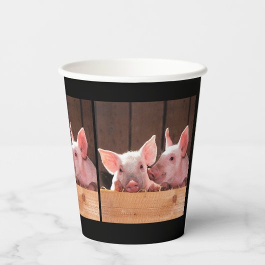 かわいいピンクの子豚の動物写真 紙コップ (裏面)