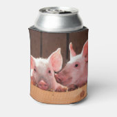 かわいいピンクの子豚の動物写真 缶クーラー (缶裏面)