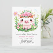 かわいいピンクの子豚アドベンチャーガールベビーシャワー 招待状 (スタンド正面)