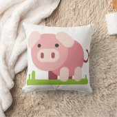 かわいいピンクの子豚 クッション (ブランケット)