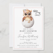 かわいいピンクの孵化フクロウ赤ちゃん女の子シャワー招待状 招待状 (正面)