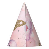 かわいいピンクの宇宙惑星ガール誕生日 パーティーハット (裏面)