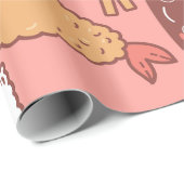 かわいいピンクの寿司てんぷら可愛い ラッピングペーパー (ロールコーナー)