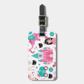 かわいいピンクの小さいプリンセスのユニコーンの魔法パターン ラゲッジタグ (正面縦)
