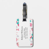 かわいいピンクの小さいプリンセスのユニコーンの魔法パターン ラゲッジタグ (裏面縦)