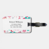 かわいいピンクの小さいプリンセスのユニコーンの魔法パターン ラゲッジタグ (裏面横)