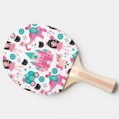 かわいいピンクの小さいプリンセスのユニコーンの魔法パターン 卓球ラケット (横)