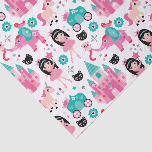 かわいいピンクの小さいプリンセスのユニコーンの魔法パターン 薄葉紙 (詳細)