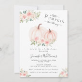 かわいいピンクの小さなかぼちゃのフローラ赤ちゃん女の子シャワー 招待状 (正面)