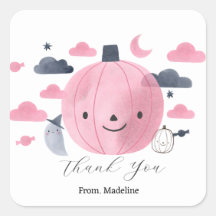 かわいいピンクの小さなかぼちゃの誕生日招待状