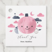 かわいいピンクの小さなかぼちゃの誕生日招待状