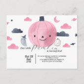 かわいいピンクの小さなかぼちゃの誕生日招待状 ポストカード (正面)