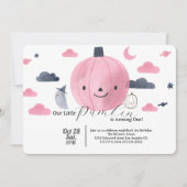 かわいいピンクの小さなかぼちゃの誕生日招待状 招待状 (正面)