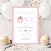 かわいいピンクの小さなかぼちゃの誕生日 招待状