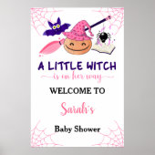 かわいいピンクの小さなかぼちゃの赤ちゃんシャワー歓迎サイン ポスター (正面)