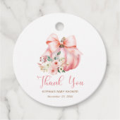 かわいいピンクの小さなカボチャ赤ちゃんシャワーありがとう フェイバータグ (正面)