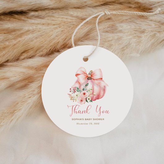 かわいいピンクの小さなカボチャ赤ちゃんシャワーありがとう フェイバータグ