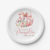 かわいいピンクの小さなカボチャ赤ちゃんシャワー ペーパープレート (正面)