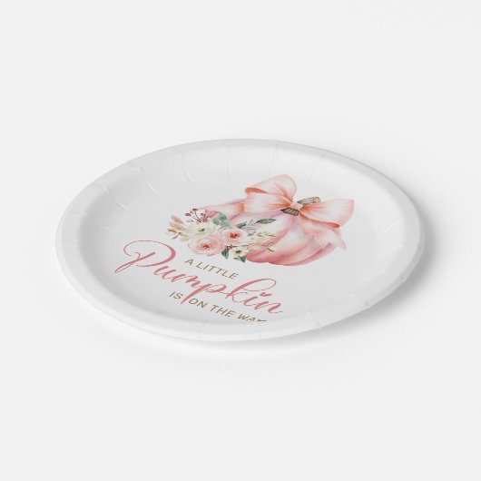 かわいいピンクの小さなカボチャ赤ちゃんシャワー ペーパープレート (アングル)