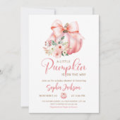 かわいいピンクの小さなカボチャ赤ちゃんシャワー 招待状 (正面)