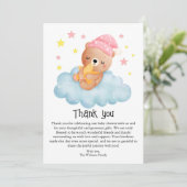 かわいいピンクの小さなクマの赤ちゃんシャワー サンキューカード (スタンド正面)