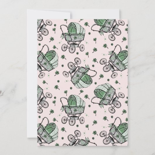 かわいいピンクの小さなシャムロックSt patricksベビーシャワー 招待状 (裏面)