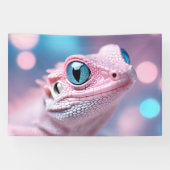 かわいいピンクの小さなトカゲに大きな青い目 横断幕 (横)