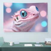 かわいいピンクの小さなトカゲに大きな青い目 横断幕 (トレードショー)