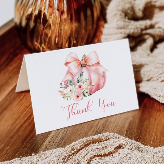 かわいいピンクの小さなパンプキン ベビーシャワー サンキューカード