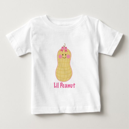 かわいいピンクの小さなピーナッツシャツ ベビーTシャツ (正面)
