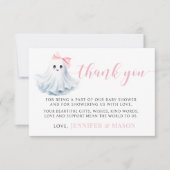 かわいいピンクの小さなブーブベビーシャワーサンキューカード 出欠カード (正面)