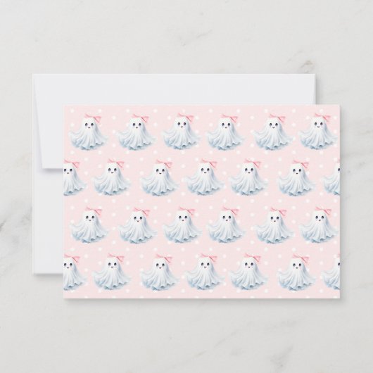 かわいいピンクの小さなブーブベビーシャワーサンキューカード 出欠カード (裏面)